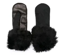 Lange Handschuhe aus Fake Fur - Schwarz