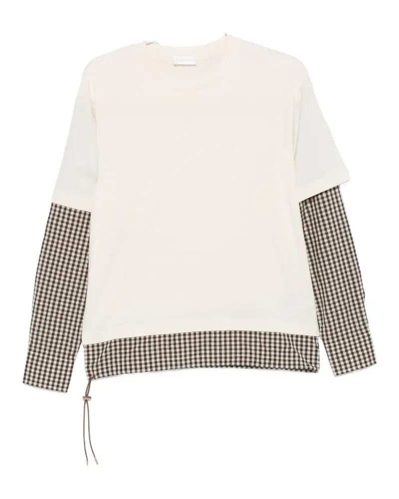 Moncler gingham layered T-shirt - Nude Nude