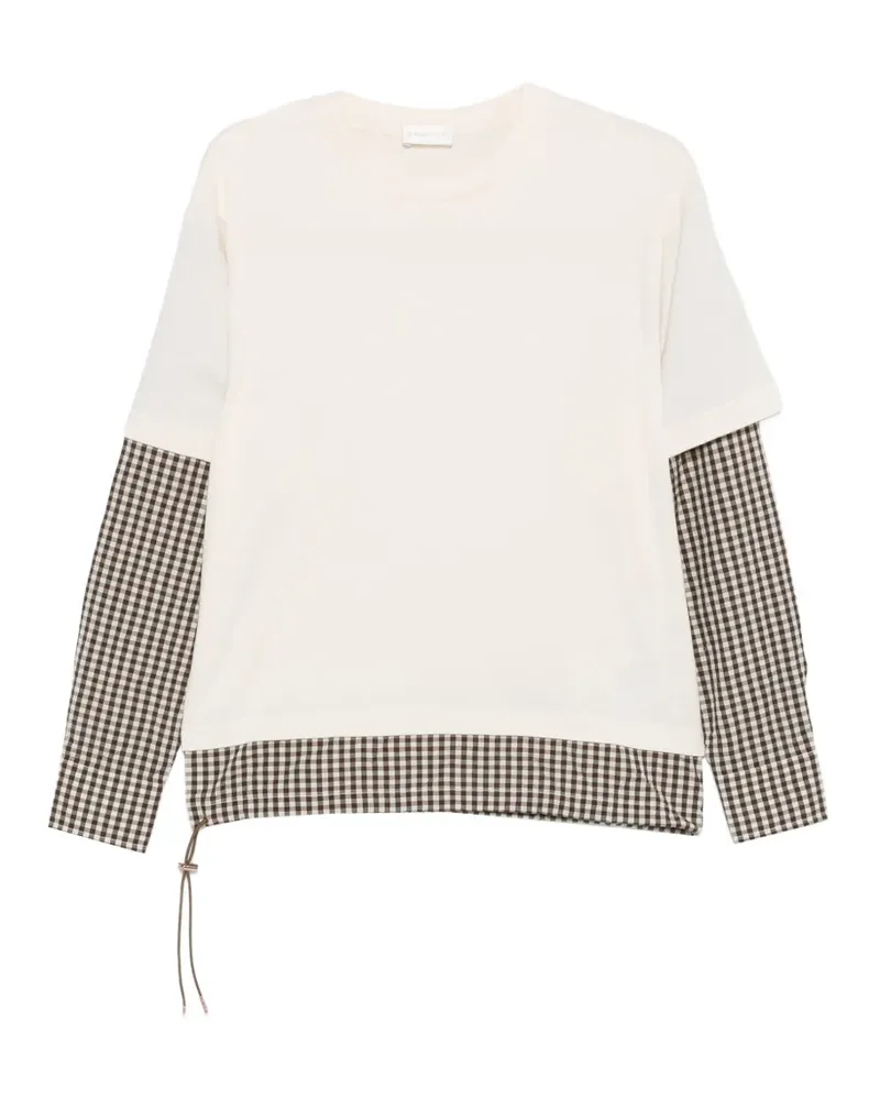 Moncler gingham layered T-shirt - Nude Nude