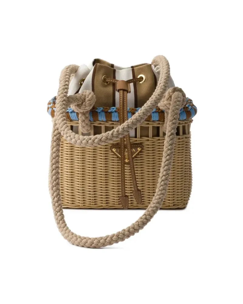 Prada Mini Wicker Beuteltasche - Nude Nude