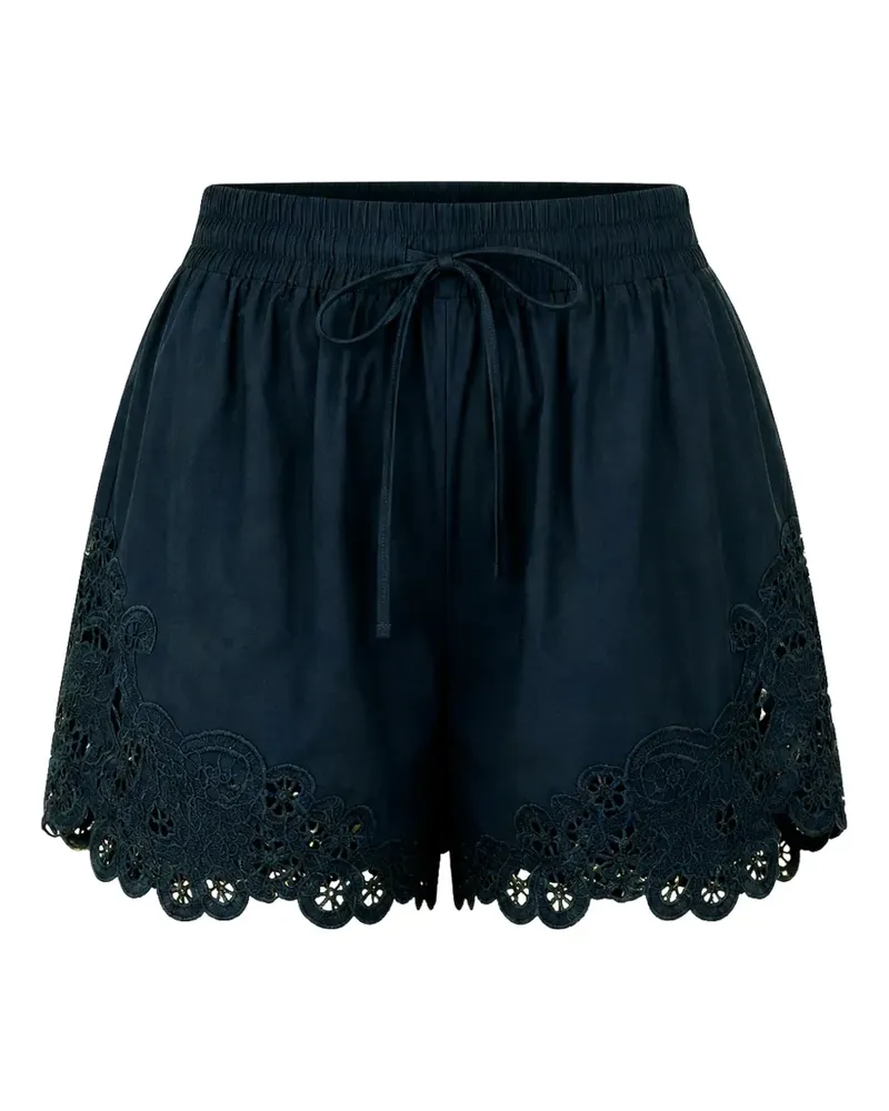 Veronica Beard Vivaldi lace-embroidered shorts - Blau Blau