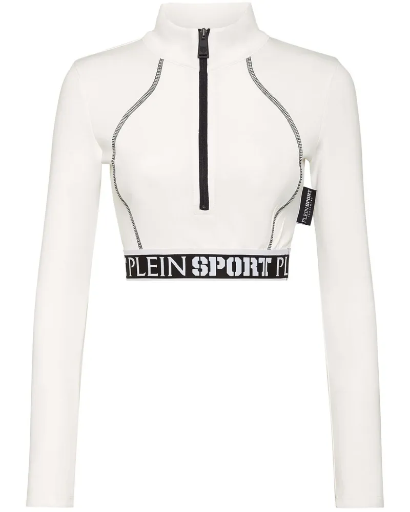 Philipp Plein Cropped-Top mit Logo-Bund - Weiß Weiß