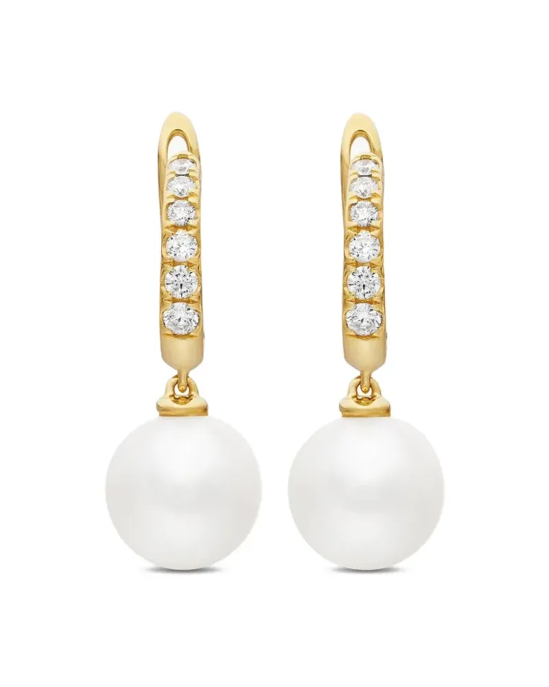 David Yurman 18kt Gelbgoldcreole mit Perlen und Diamanten 15,6mm Gold
