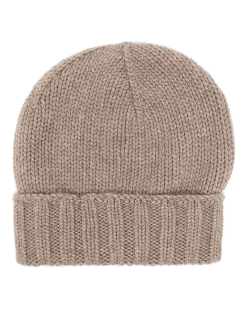 Dell'oglio Gerippte Mütze aus Kaschmir - Braun Braun