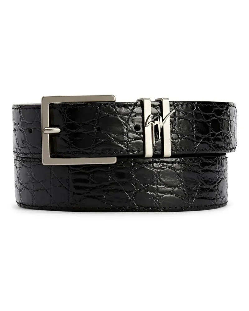 Giuseppe Zanotti Teodore Gürtel mit Kroko-Prägung - Schwarz Schwarz