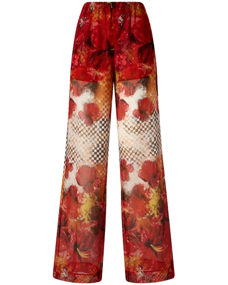 Pinko Gemusterte Palazzohose - RZ8 MULTICOLOUR: RED/WHITE Rz8