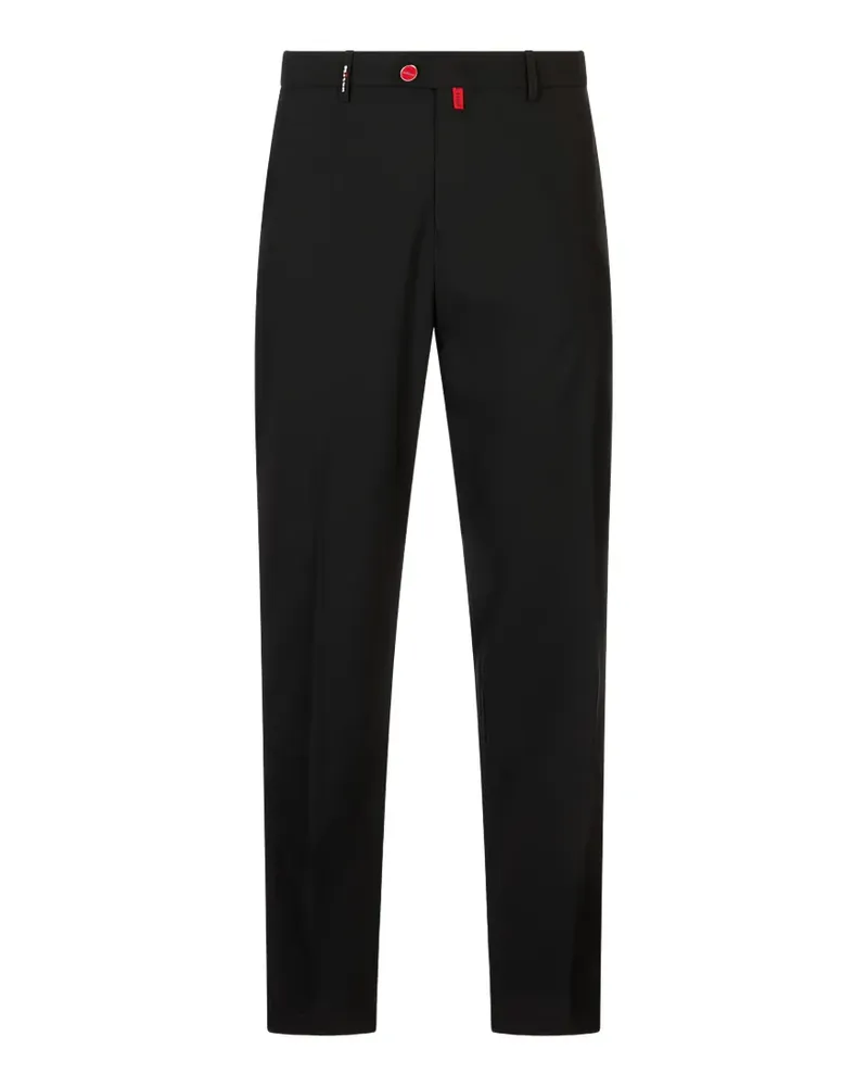 Kiton logo-patch elasticated-waistband trousers - Schwarz Schwarz