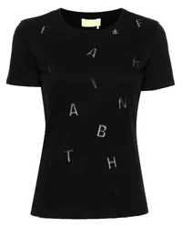 Elisabetta Franchi T-Shirt mit Schriftzug-Stickerei Schwarz