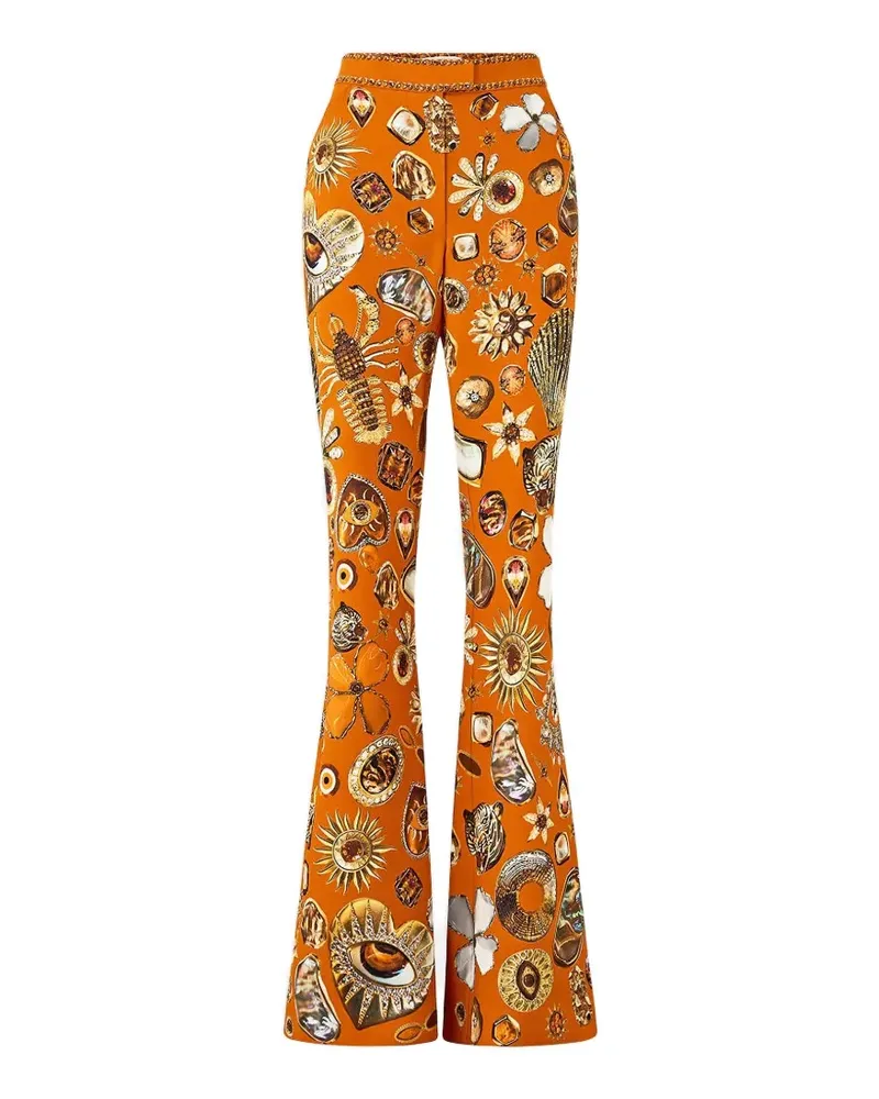 Camilla printed flared trousers - Orange Orange