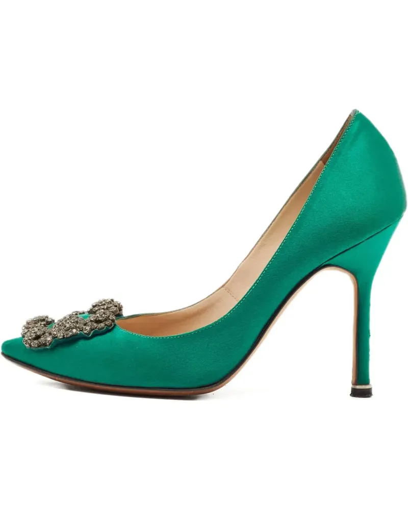 Manolo Blahnik Pumps mit Kristallen 100mm - Grün Grün