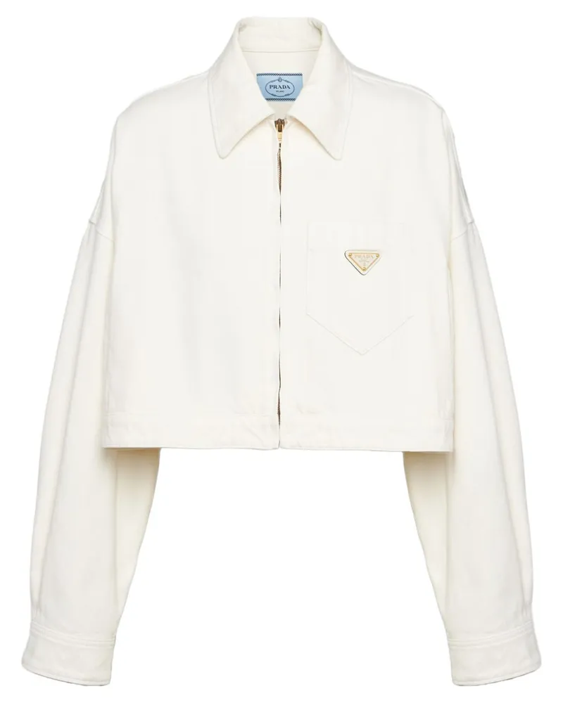 Prada Cropped-Jacke aus Denim - Nude Nude
