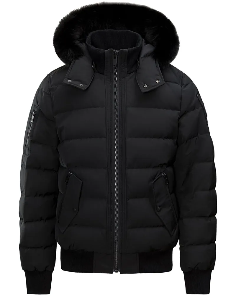 Moose Knuckles Daunenjacke mit Kapuze Schwarz