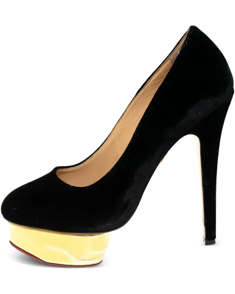 Charlotte Olympia Pre-owned Pumps aus Samt 145mm - Schwarz Schwarz