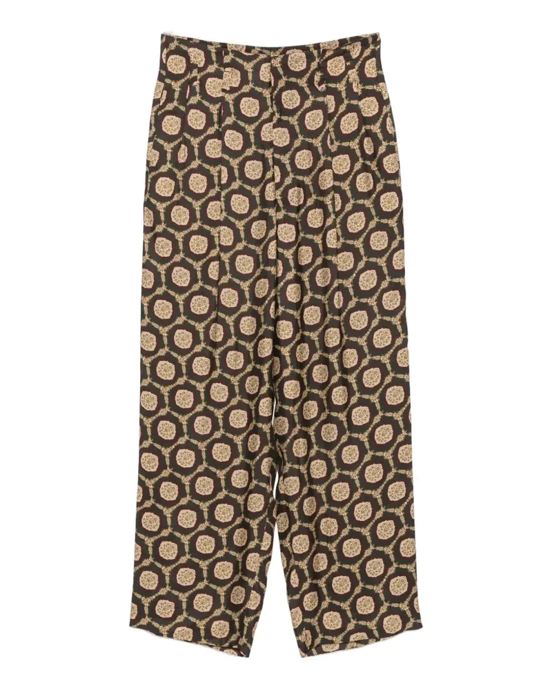 Emporio Armani geometric-print pleated trousers - Braun Braun