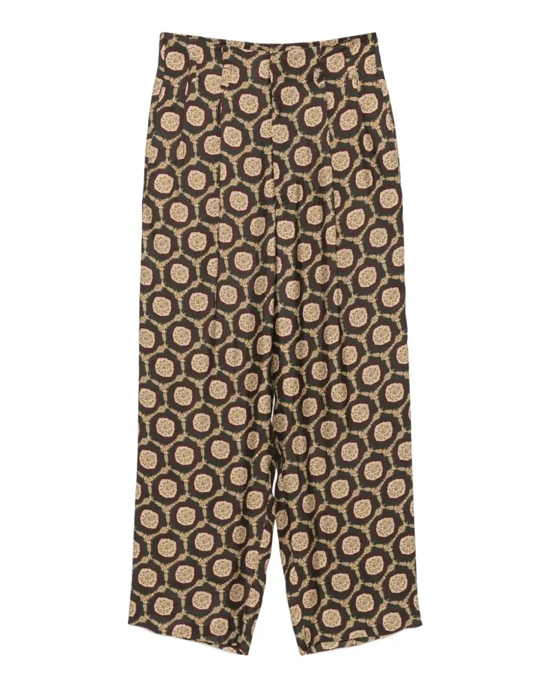 Emporio Armani geometric-print pleated trousers - Braun Braun