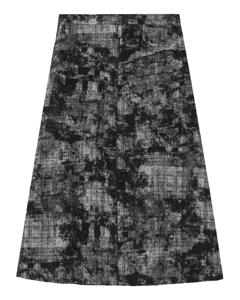 Yohji Yamamoto Midirock mit abstraktem Print - Schwarz Schwarz