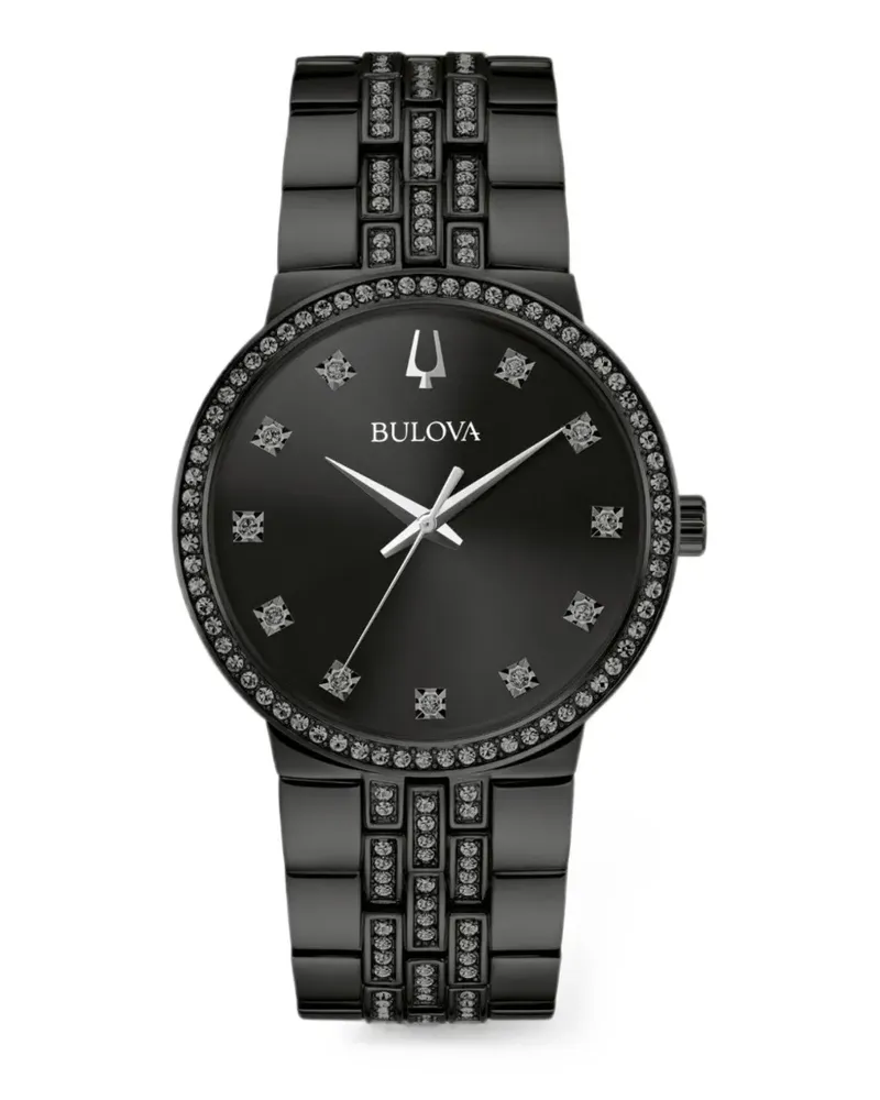 BULOVA Gemmed crystal-embellished stainless-steel 40mm watch - Schwarz Schwarz