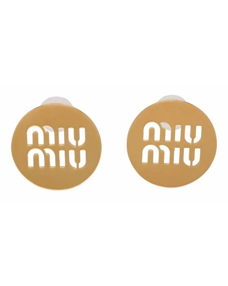 Miu Miu Ohrringe mit Logo - Gold Gold