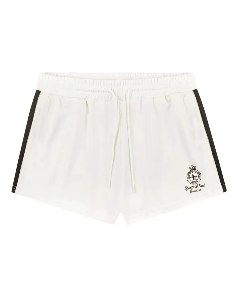 SPORTY & RICH Gestreifte Shorts mit Logo-Stickerei - Weiß Weiß