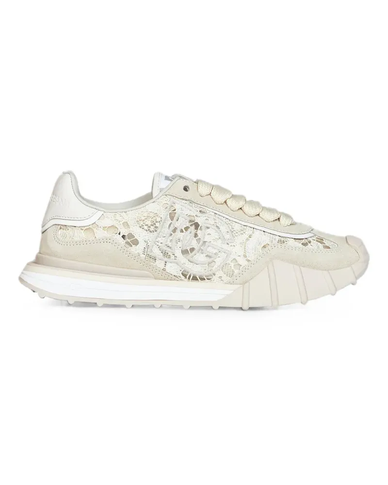 Dolce & Gabbana lace-panelled suede sneakers - Nude Nude