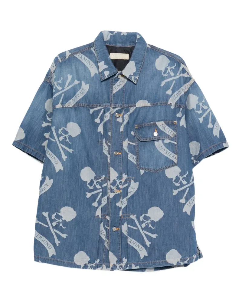Mastermind Japan skull-print denim shirt - Blau Blau