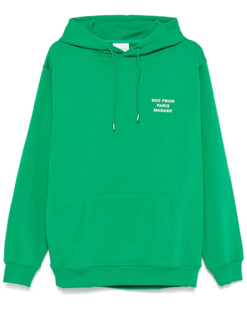 Drôle de Monsieur Hoodie mit Slogan-Stickerei - Grün Grün