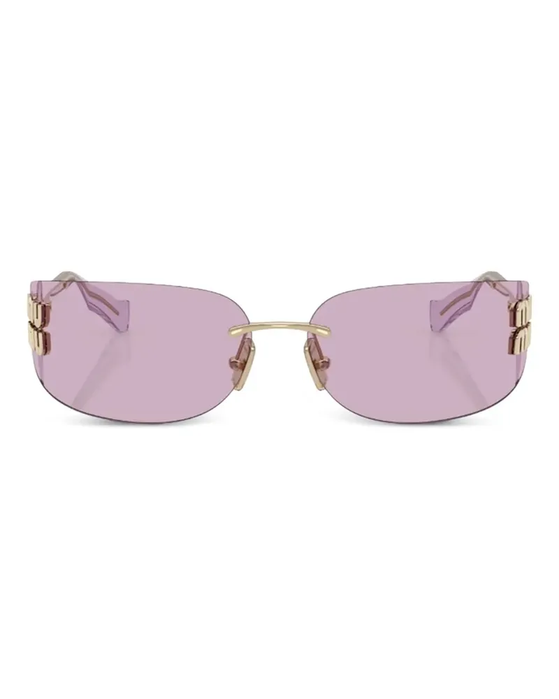 Miu Miu Rahmenlose Sonnenbrille mit Logo-Schild - Gold Gold
