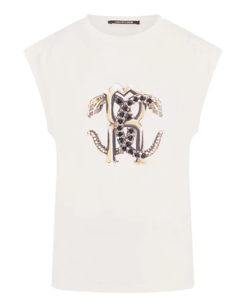Roberto Cavalli T-Shirt mit verziertem Monogramm - Nude Nude