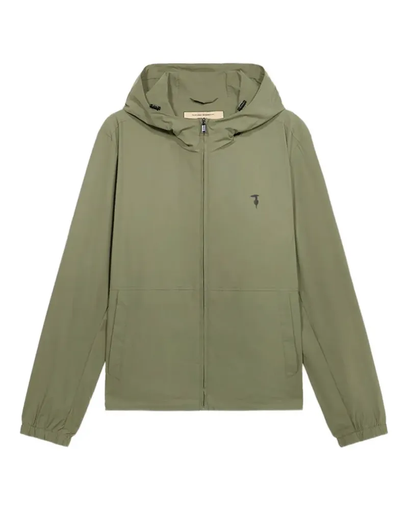 Trussardi logo-print drawstring-hood jacket - Grün Grün