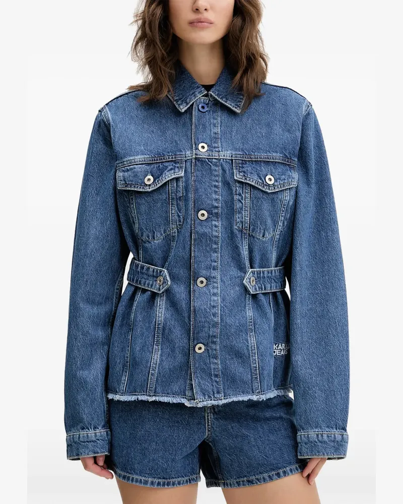 Karl Lagerfeld Ungesäumte Jeansjacke mit Gürtel - Blau Blau