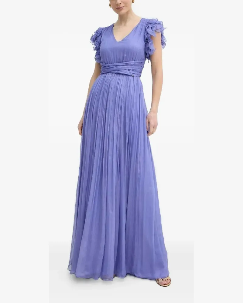 NISSA Faltenkleid mit Rüschenärmeln - Violett Violett