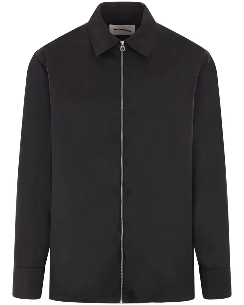 Jil Sander Hemdjacke aus Twill - Schwarz Schwarz