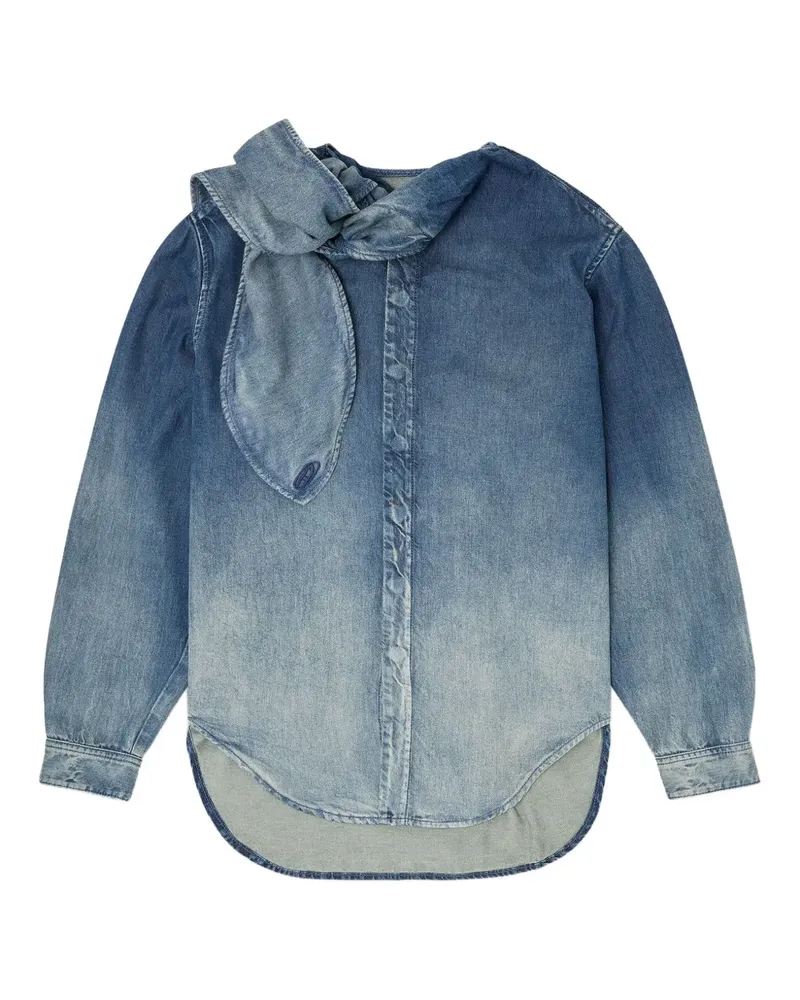 Diesel Jeansbluse mit Schleifenkragen - Blau Blau