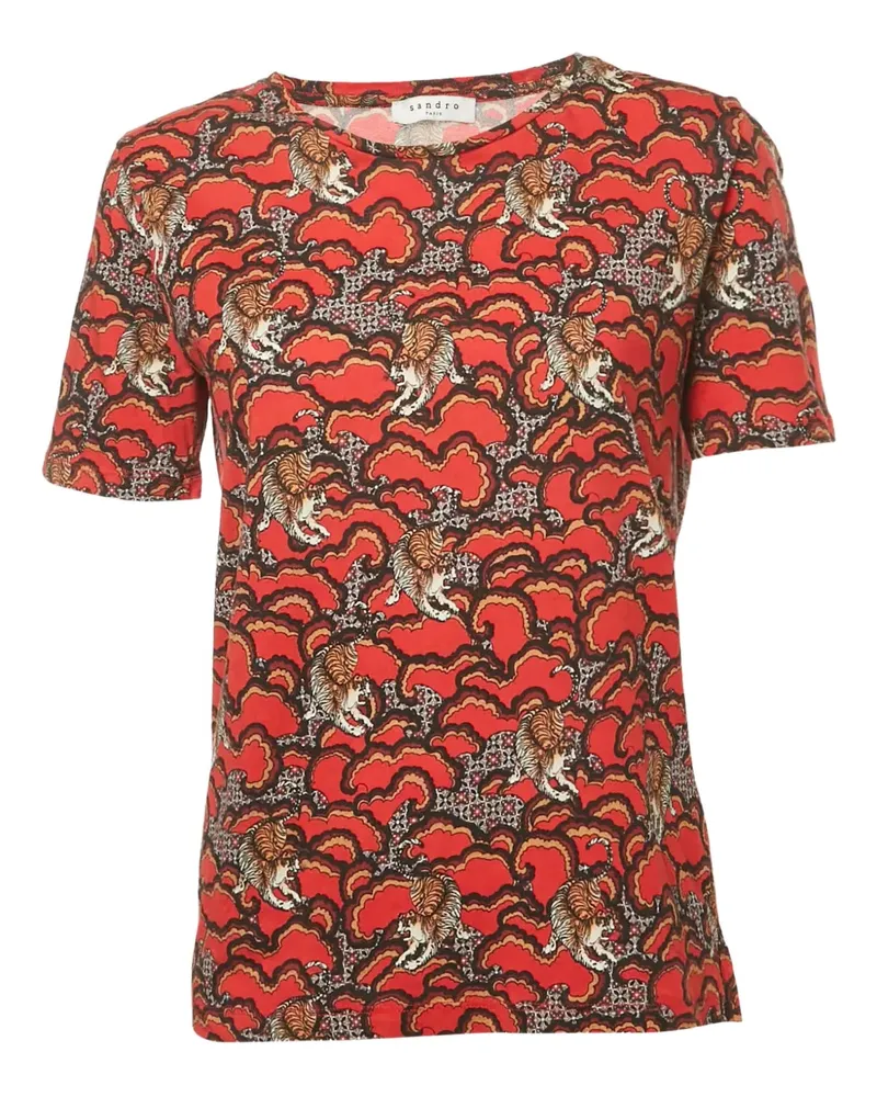 Sandro tiger-print t-shirt - Rot Rot
