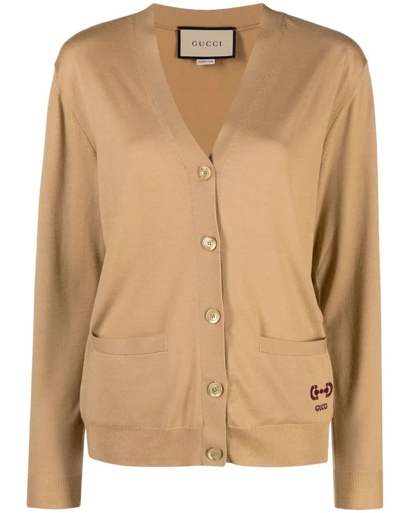 Gucci Cardigan mit Logo-Stickerei - Nude Nude