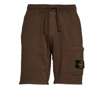 Fleece-Shorts mit aufgesetzter Tasche - Braun