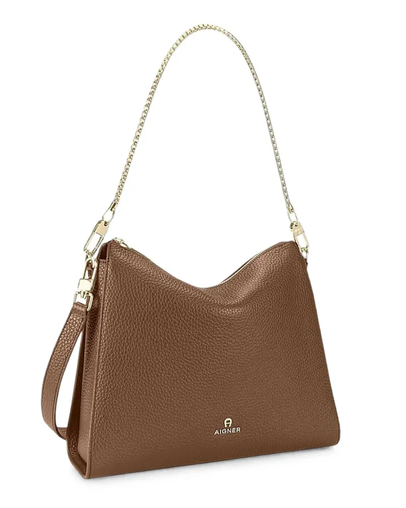 Aigner Kleine Ivy Schultertasche aus gekörntem Leder - Braun Braun