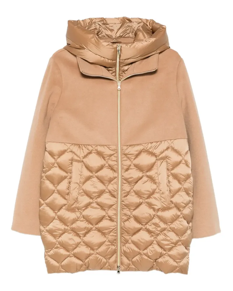 MARELLA quilted-panel hooded coat - Braun Braun