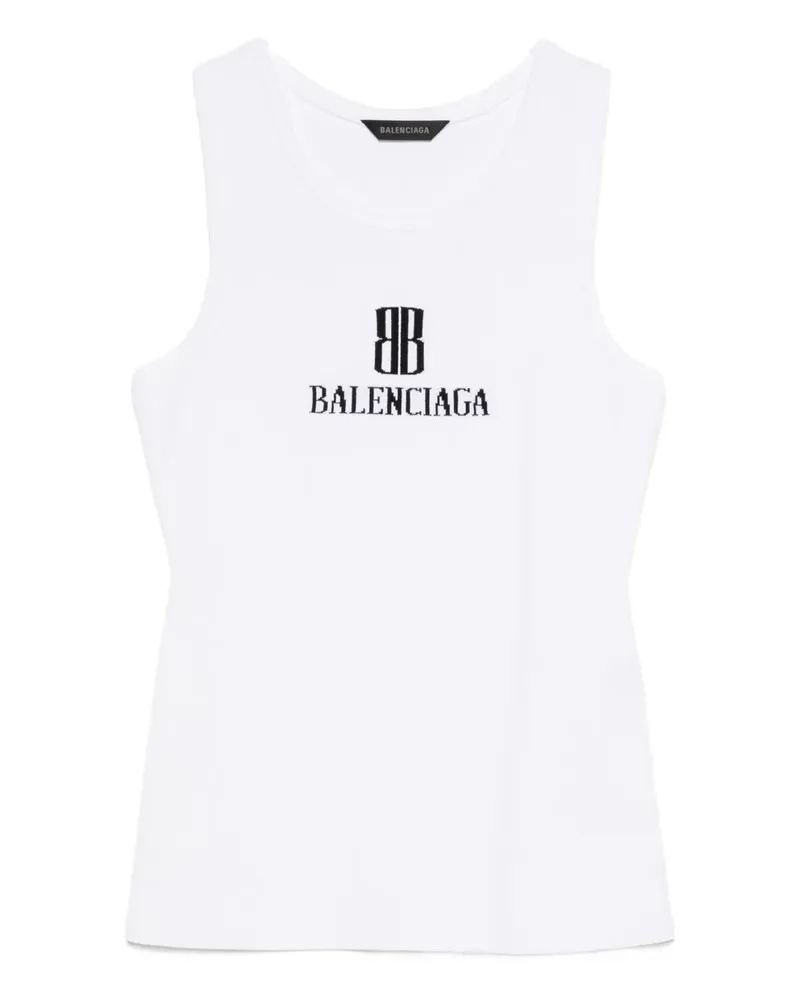 Balenciaga Trägershirt mit Logo-Intarsie - Weiß Weiß