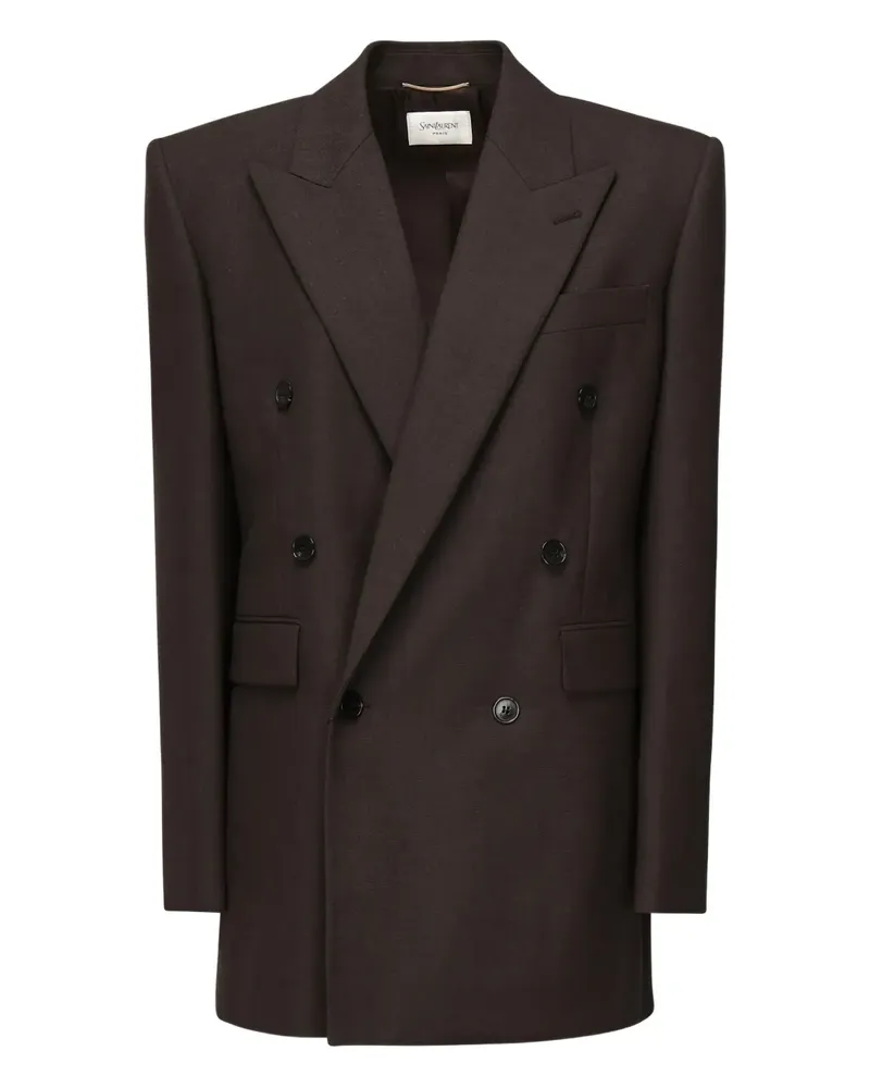 Saint Laurent Doppelreihige Jacke mit gepolsterten Schultern - Braun Braun