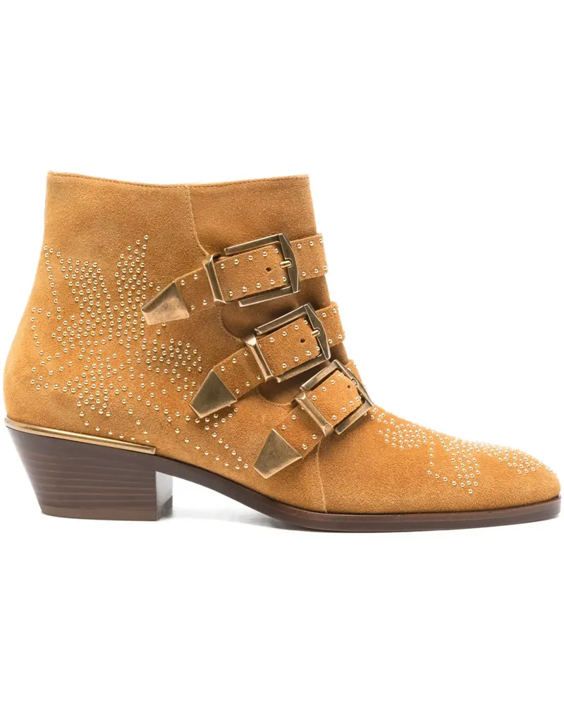 Chloé 50mm buckled studded boots - Nude Nude