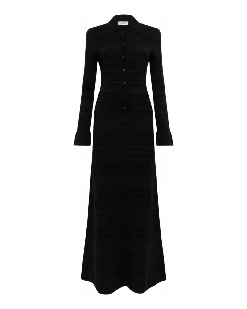 Laneus Schmales Maxikleid aus Jacquard-Strick - Schwarz Schwarz