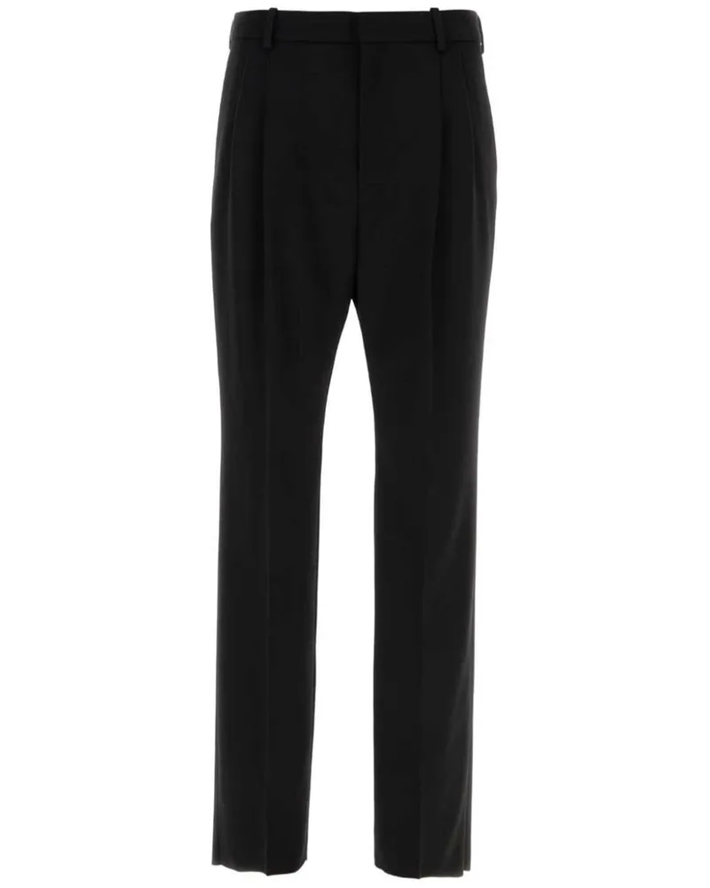 Saint Laurent Klassische Hose aus Grain de Poudre - Schwarz Schwarz