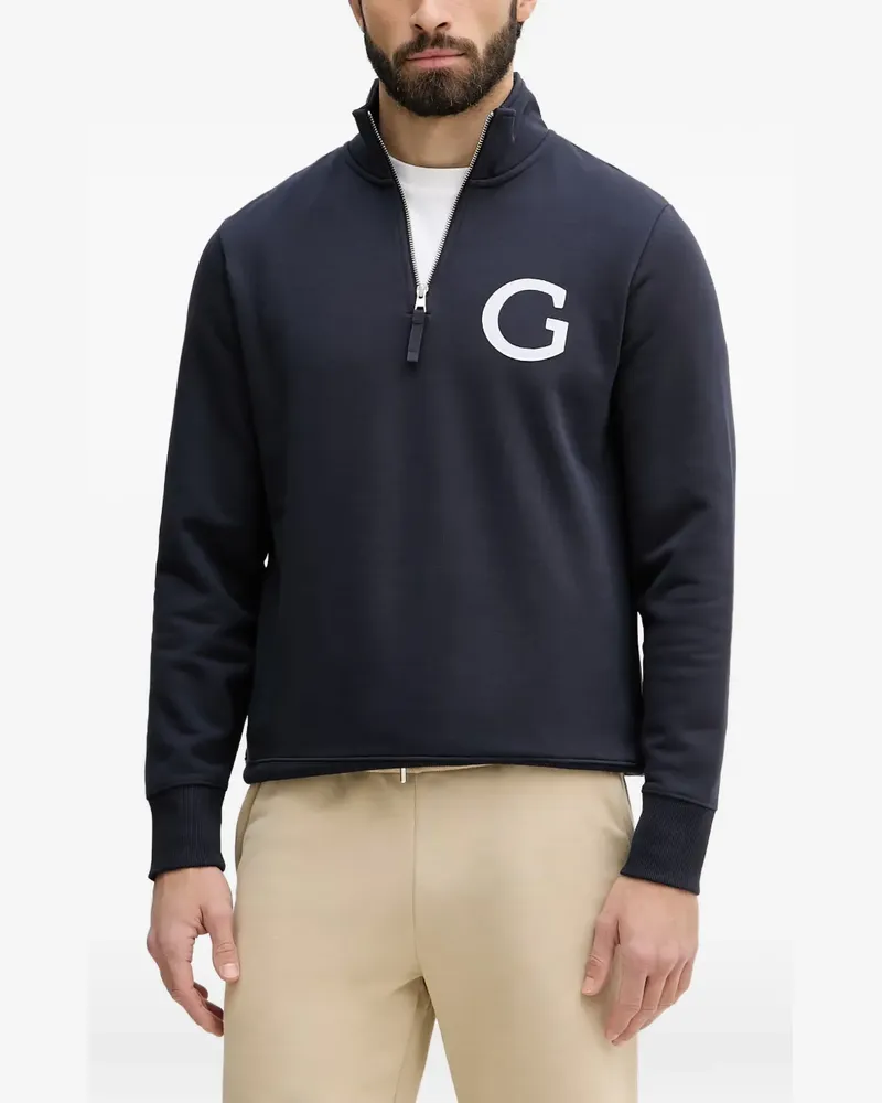 Gant logo-patch quarter-zip sweater - Blau Blau