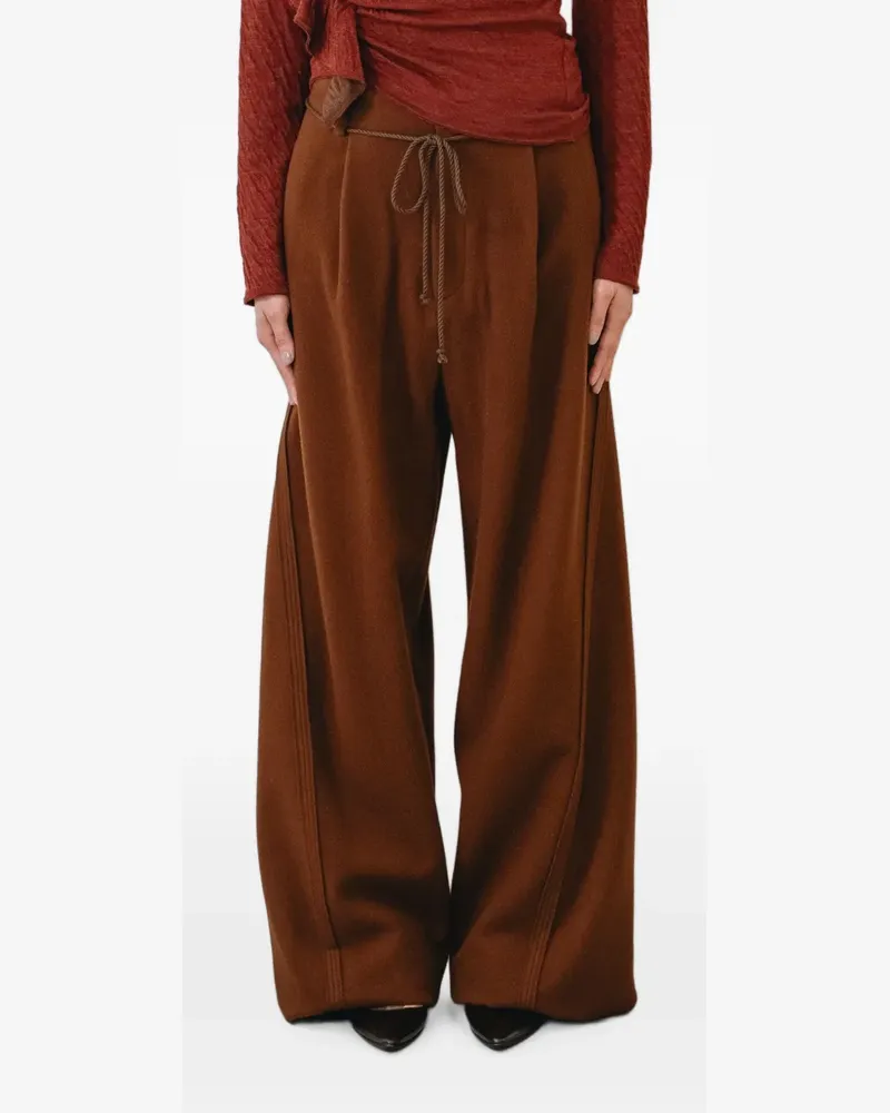 Muller of Yoshiokubo Mellow belted side-line trousers - Braun Braun