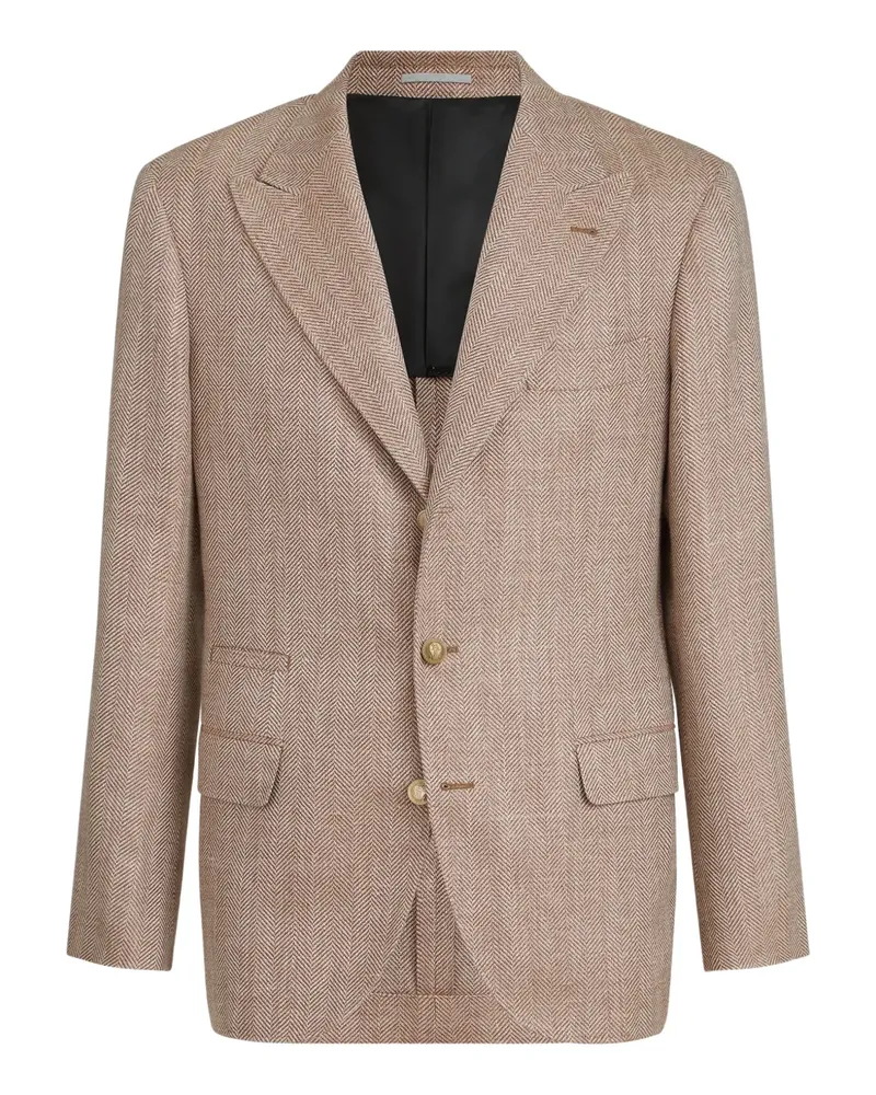 Brunello Cucinelli Chevron Sakko mit steigendem Revers - Nude Nude