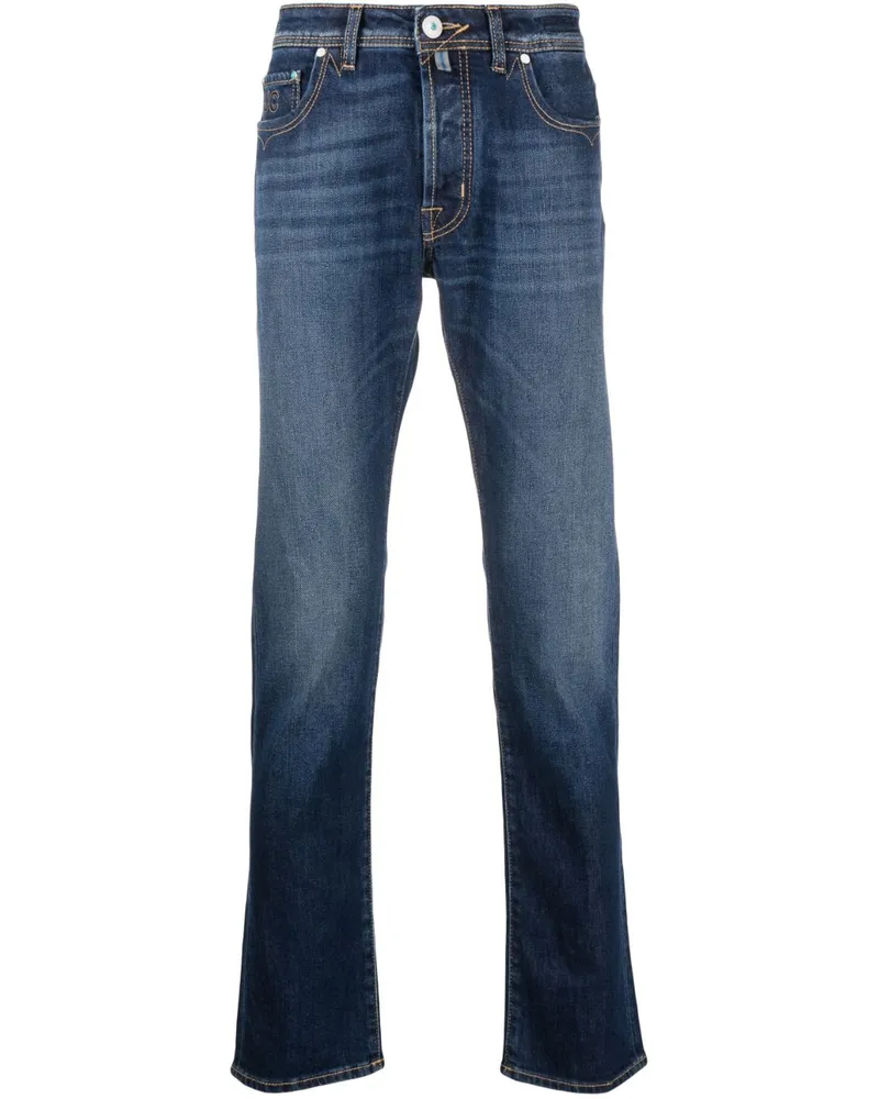 Jacob Cohën Schmale Jeans mit Logo-Stickerei - Blau Blau