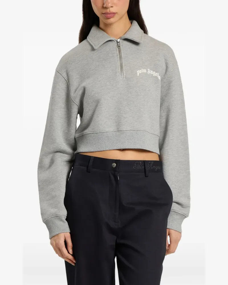 Palm Angels Cropped-Sweatshirt mit Logo-Print - Grau Grau