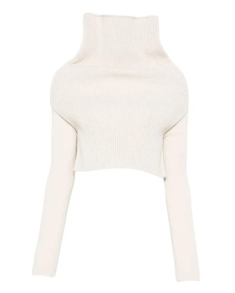 Rick Owens roll-neck ribbed top - Weiß Weiß
