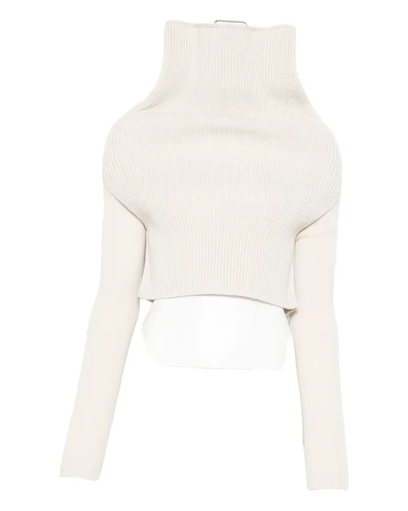 Rick Owens roll-neck ribbed top - Weiß Weiß